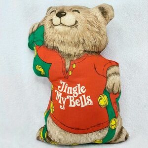 Vintage 1980s SHIRT TALES 16" Jingle My Bells Bear Christmas Plush Pillow